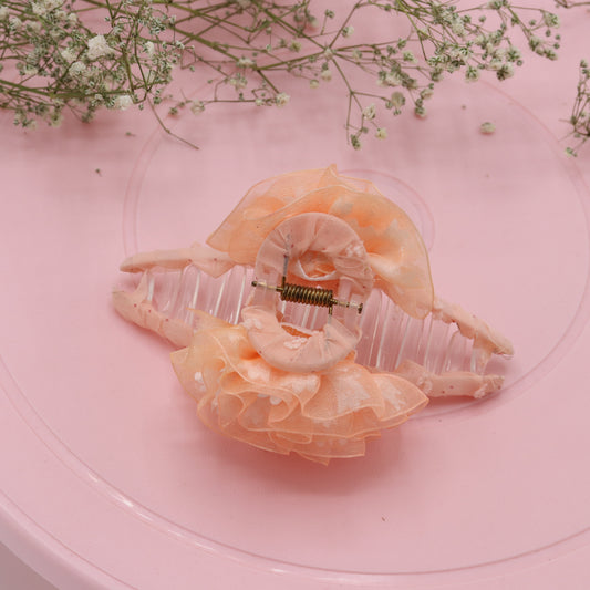Orange Flower Pattern Hair Clutcher