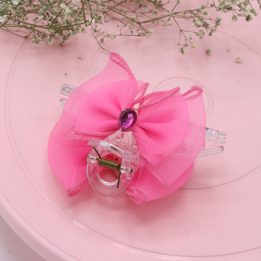 Pink Bow Clutcher – Stylish Fabric Design for Hair Styling