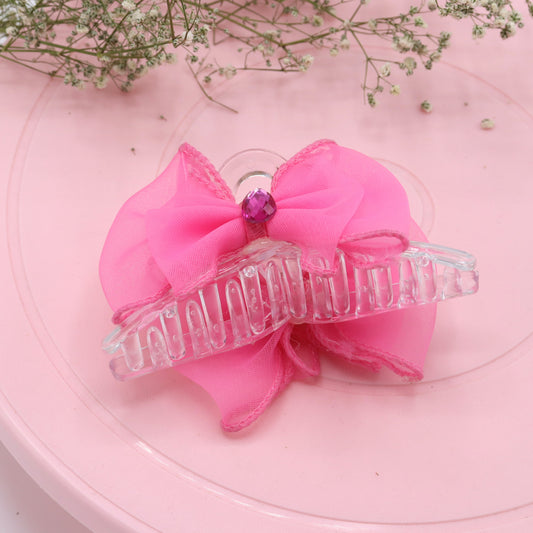 Pink Bow Clutcher – Stylish Fabric Design for Hair Styling