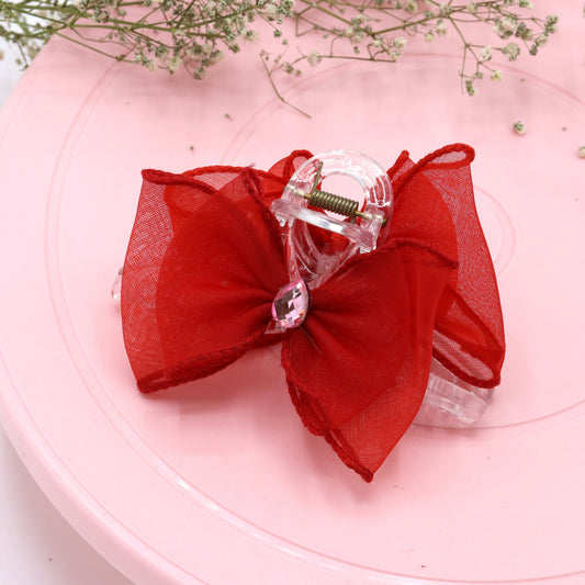 Red Bow Clutcher Elegant Fabric Design for Hair Styling
