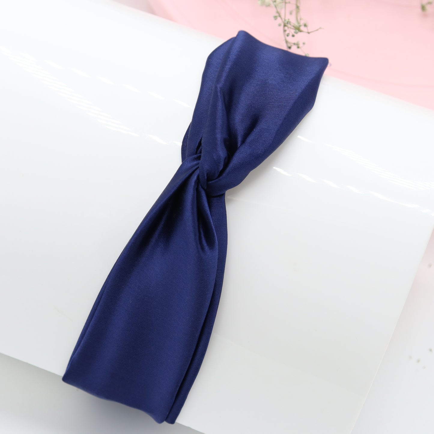 Silk Satin Knot Hairband- Navy Blue