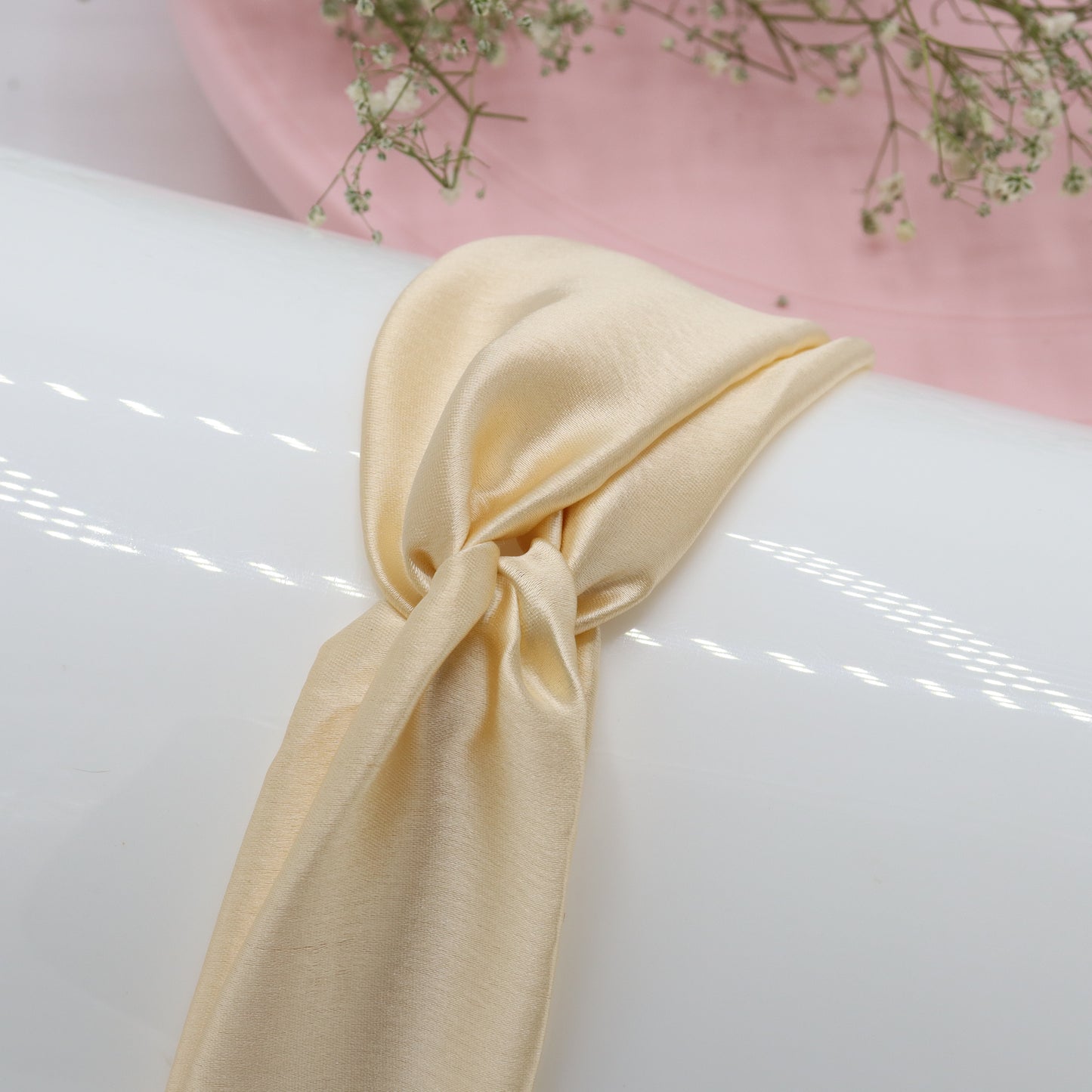 Silk Satin Knot Hairband- Cream