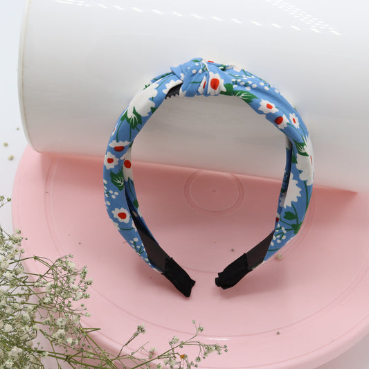 Water Blue Floral Cotton Headband