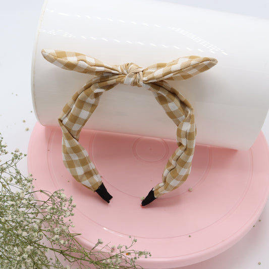 Golden Check Cotton Headband