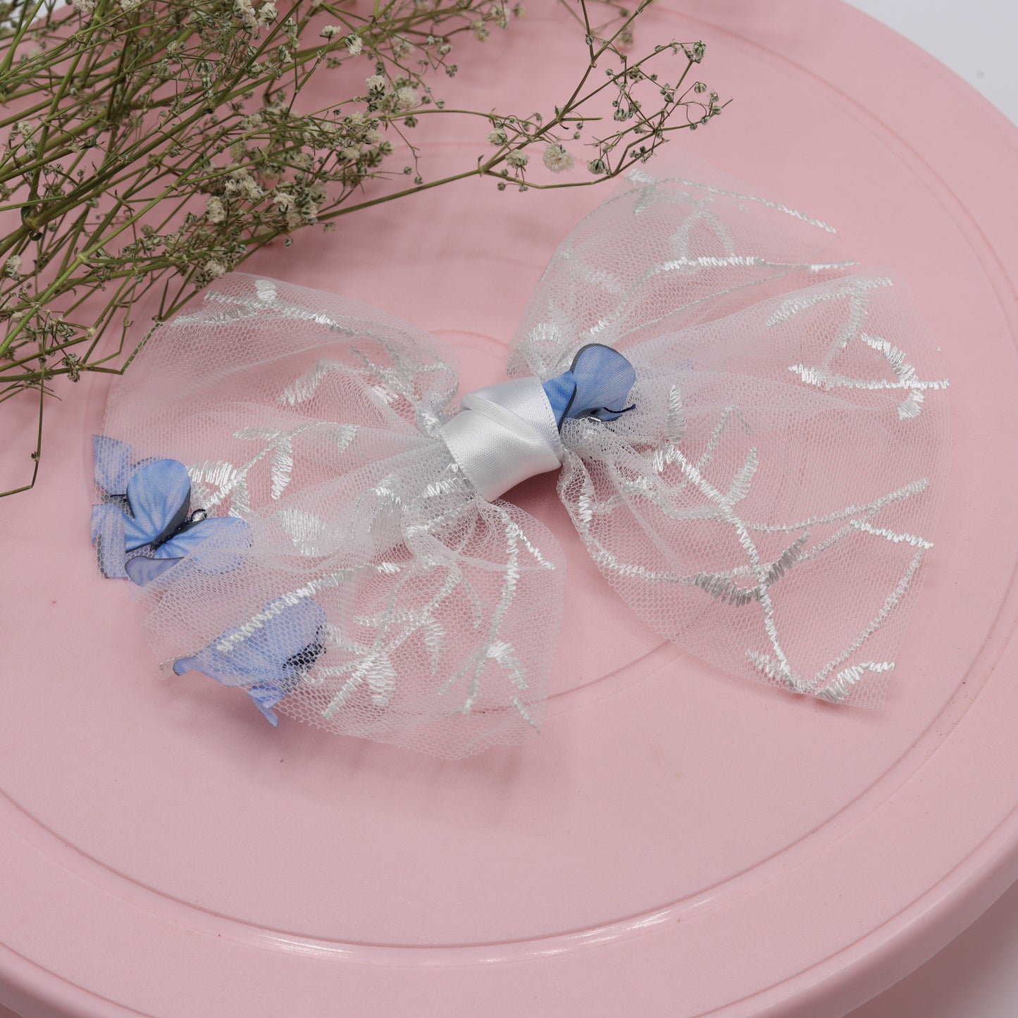 Butterfly Charm Net Hair Bow