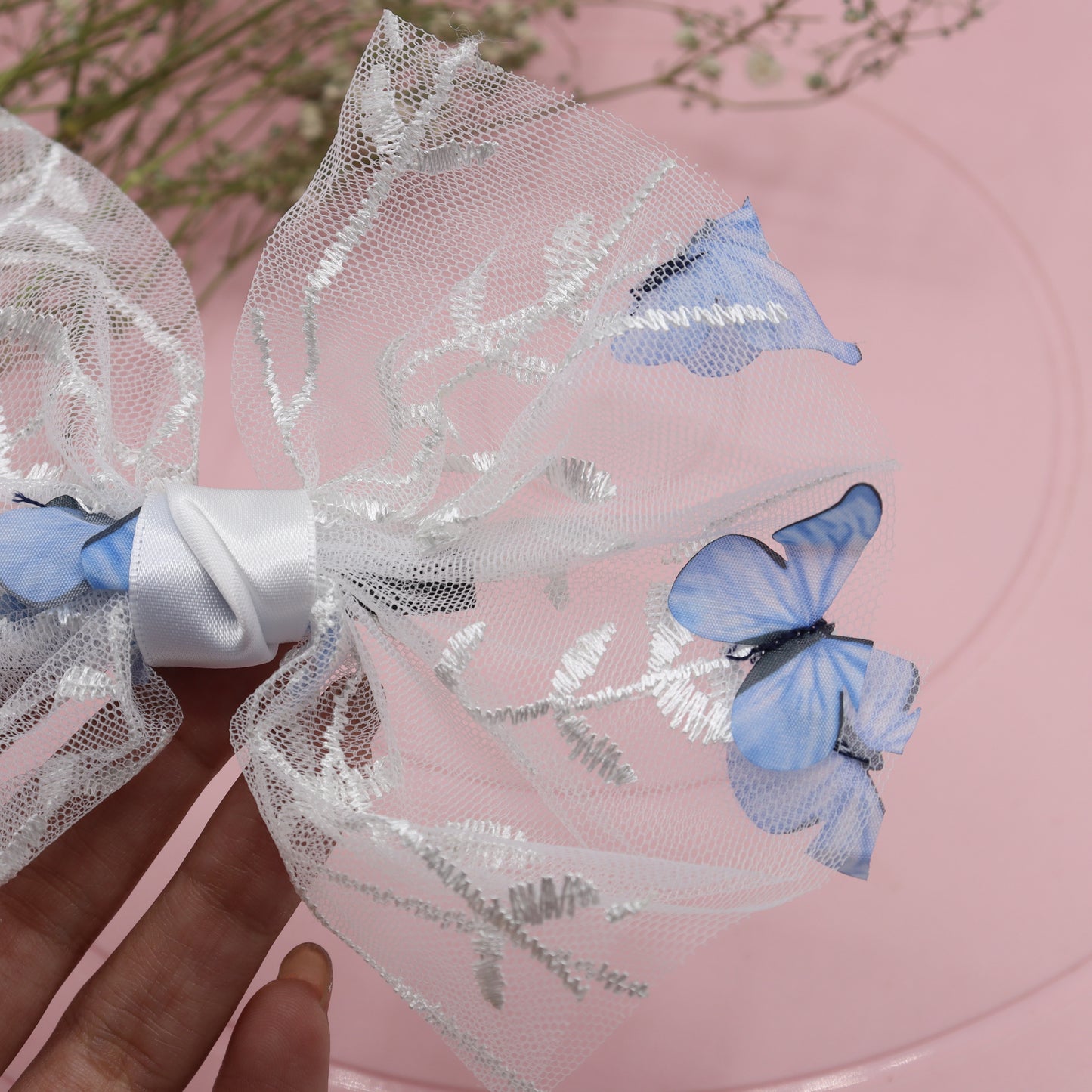 Butterfly Charm Net Hair Bow