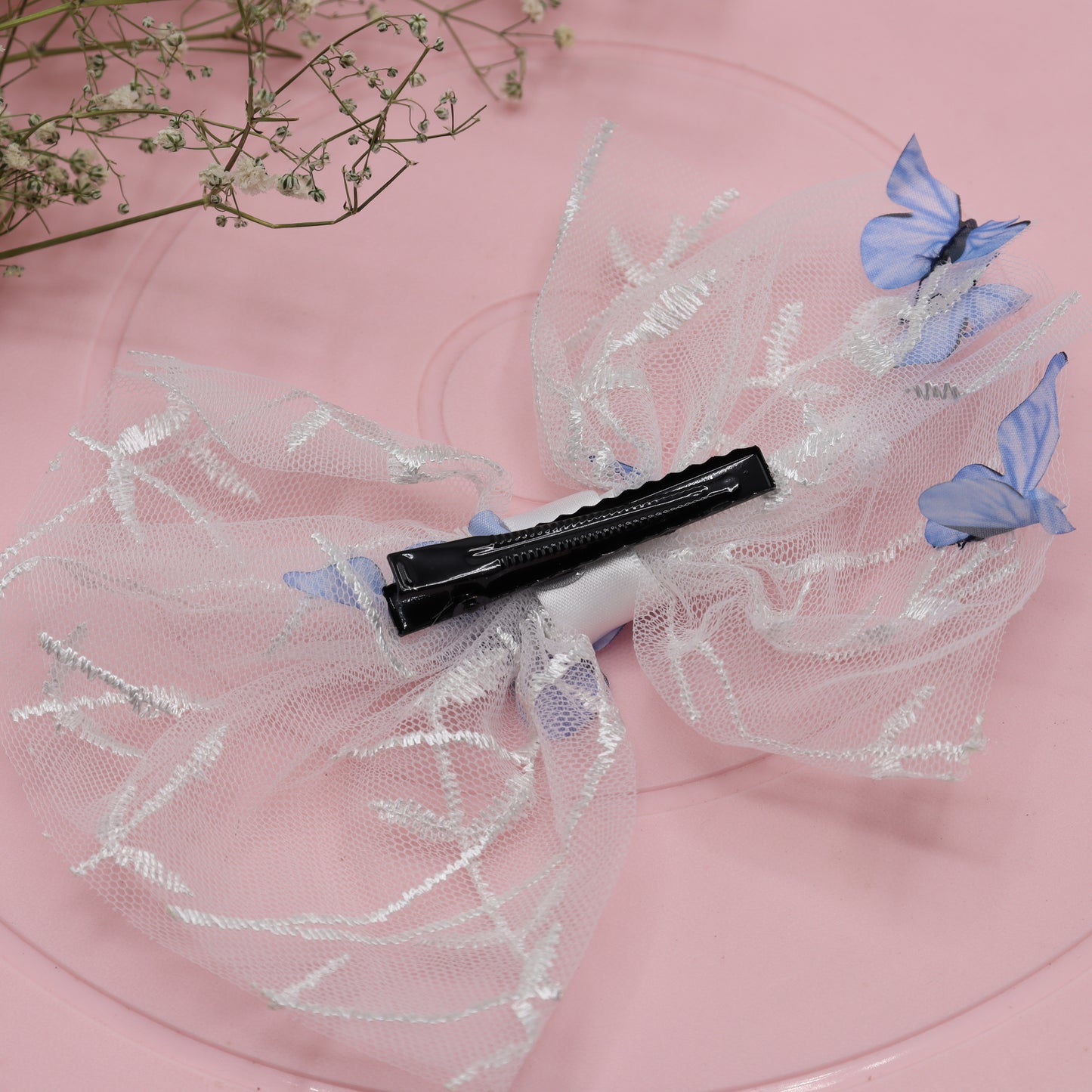 Butterfly Charm Net Hair Bow