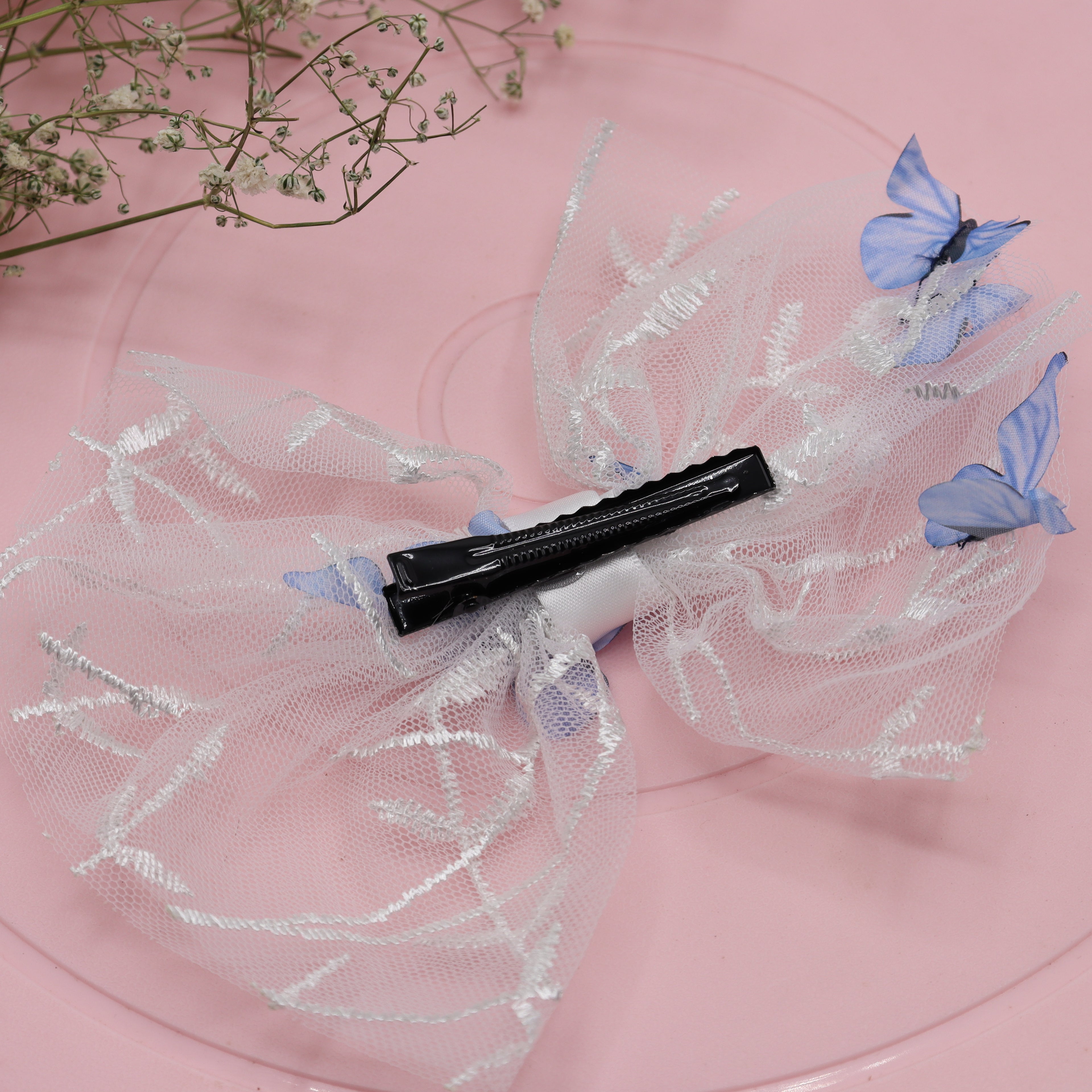 Butterfly Charm Net Hair Bow
