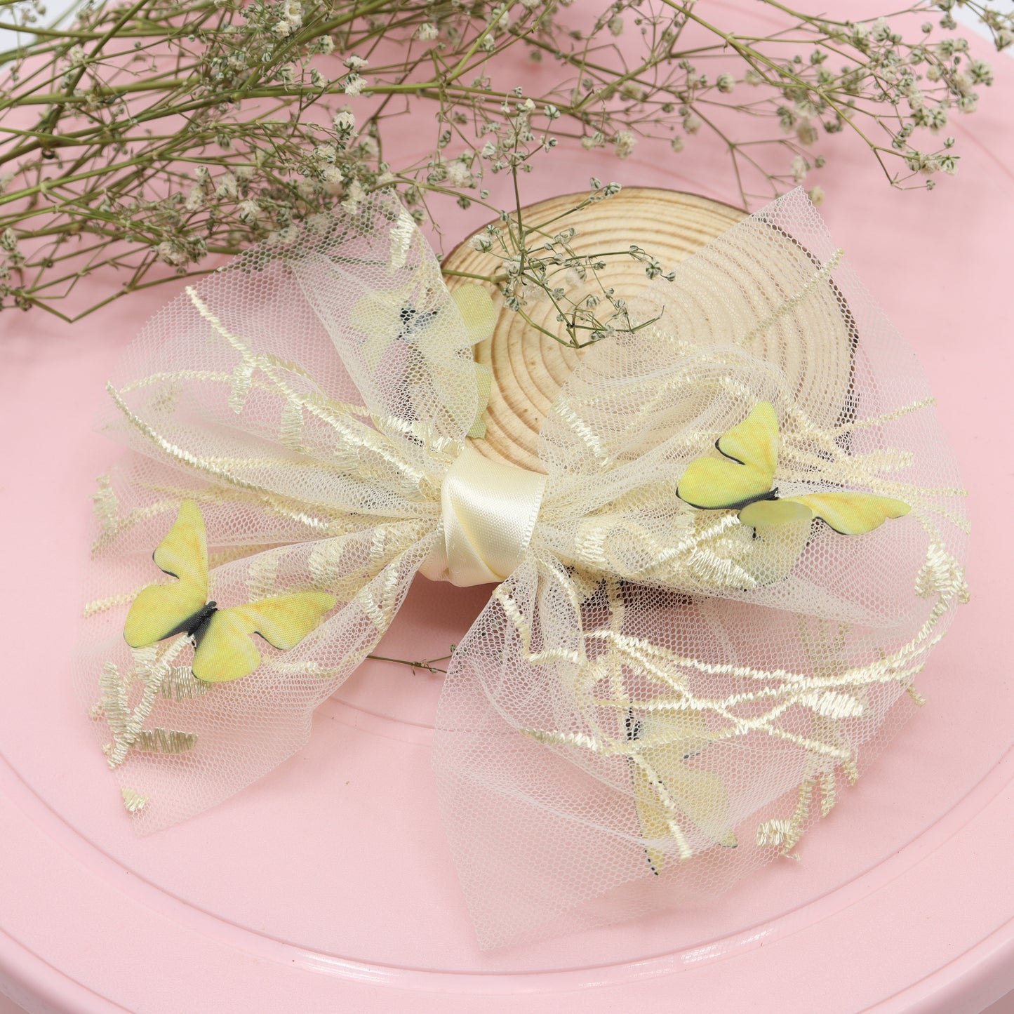 Butterfly Charm Net Hair Bow