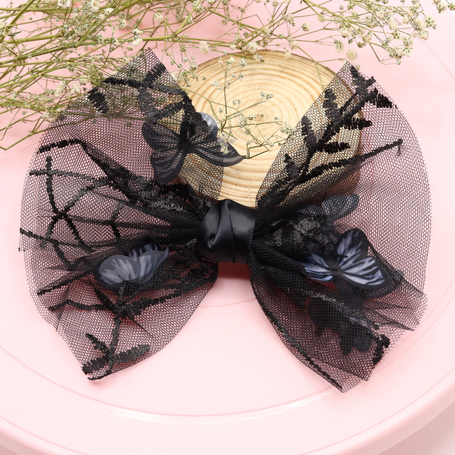 Butterfly Charm Net Hair Bow