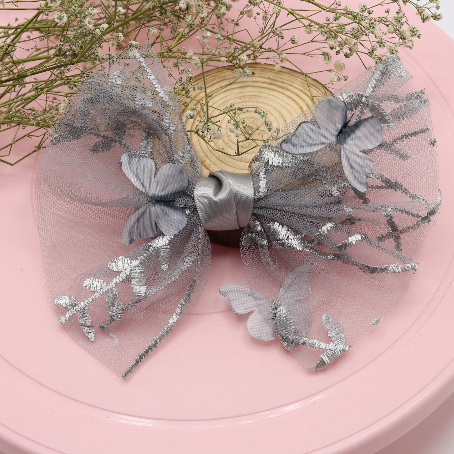 Butterfly Charm Net Hair Bow