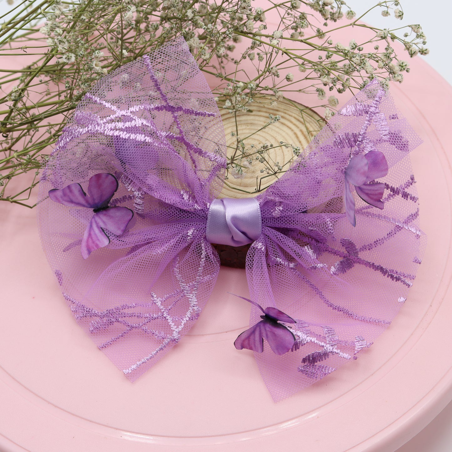 Butterfly Charm Net Hair Bow