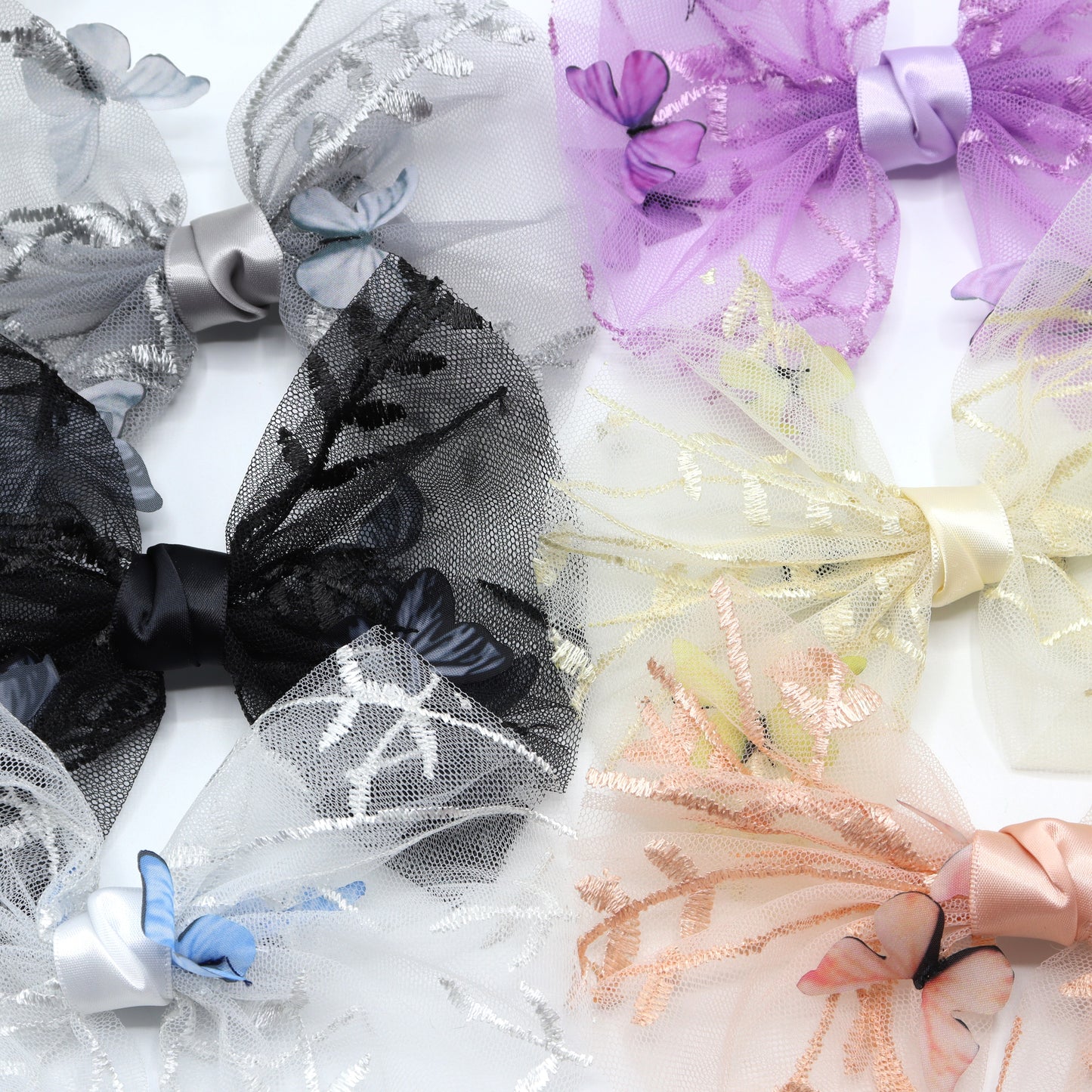 Butterfly Charm Net Hair Bow