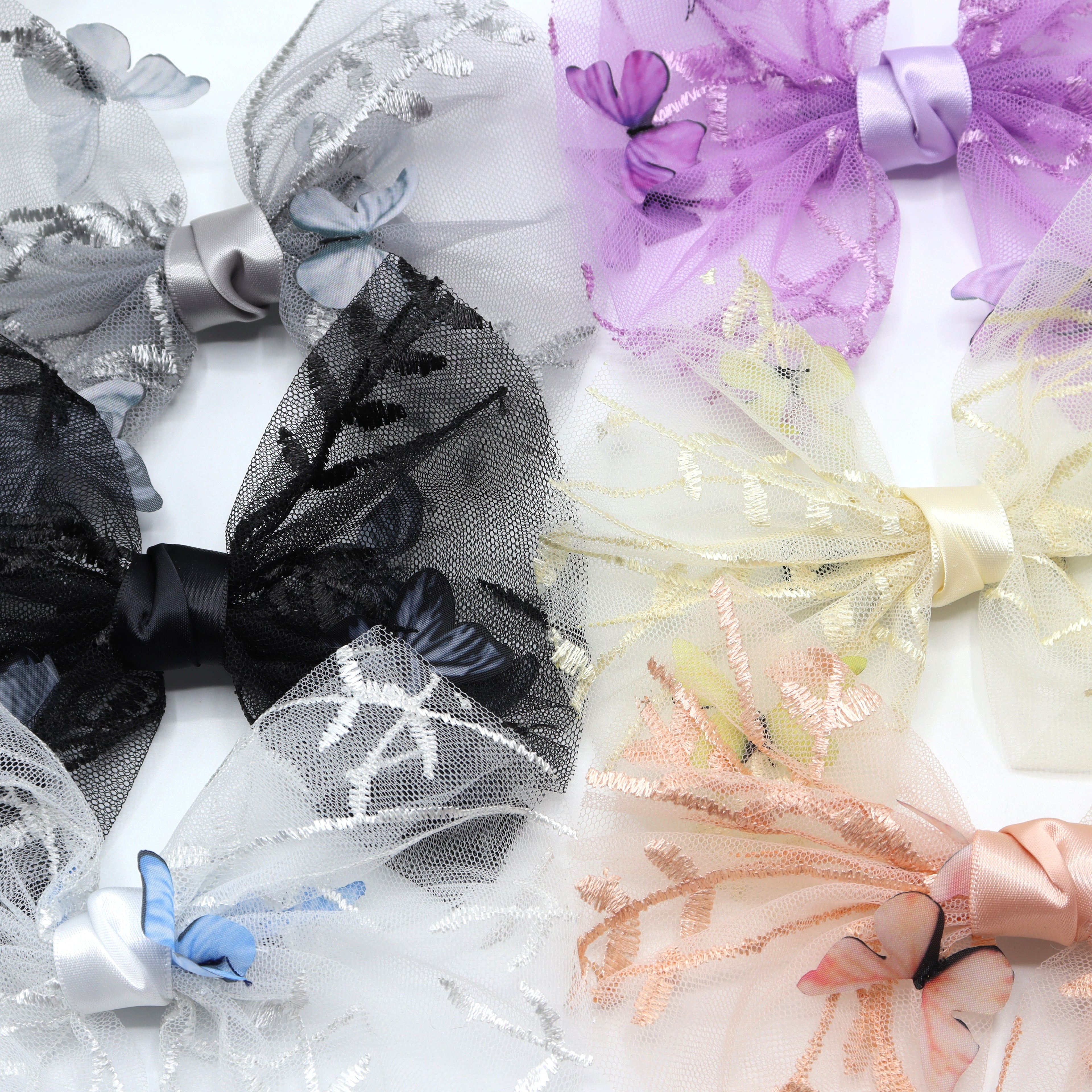 Butterfly Charm Net Hair Bow