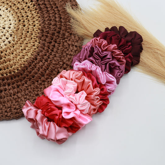 Vora Medium Silk Satin Scrunchie - pink Shades