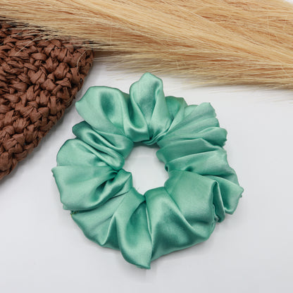 Vora Medium Silk Satin Scrunchie - Green Shade