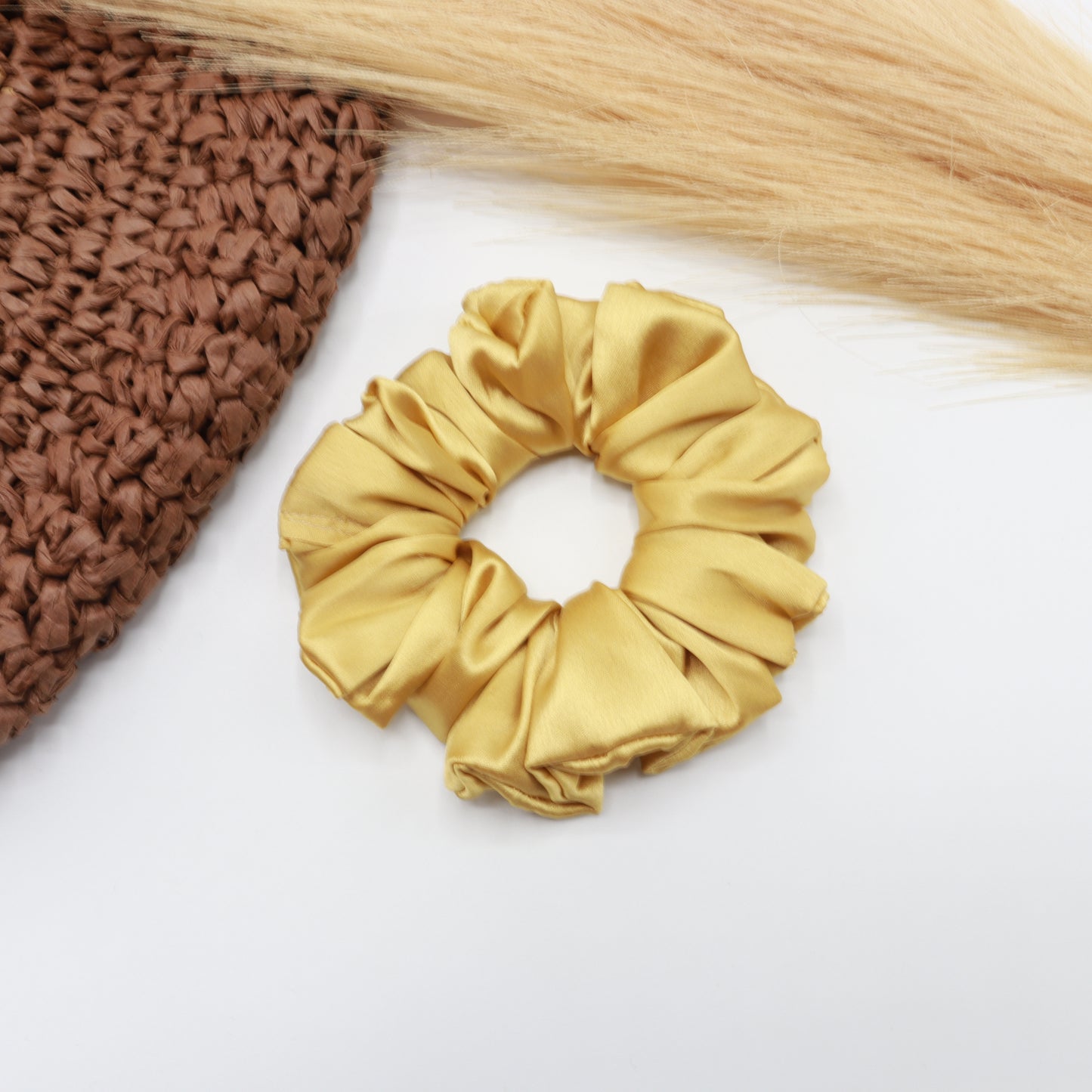 Vora Medium Silk Satin Scrunchie - Red yellow Shade