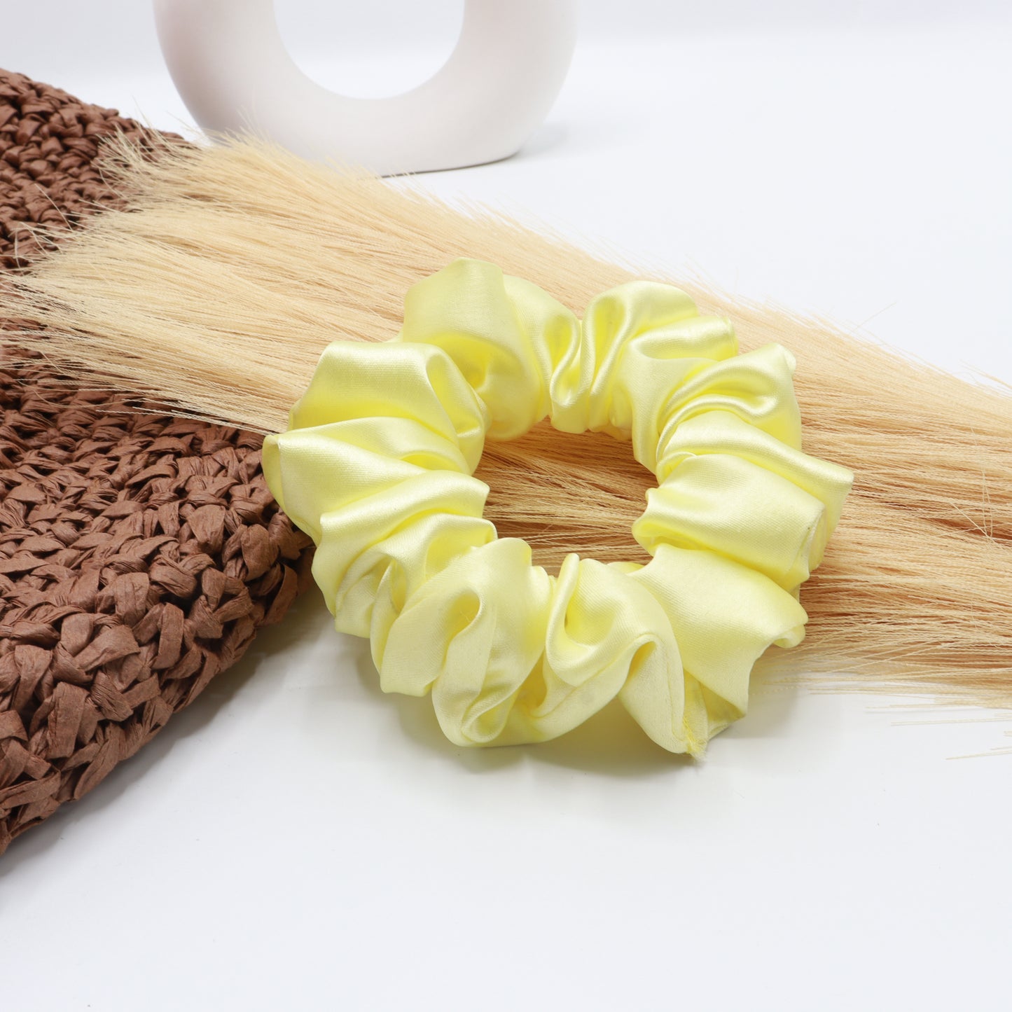 Vora Medium Silk Satin Scrunchie - Red yellow Shade