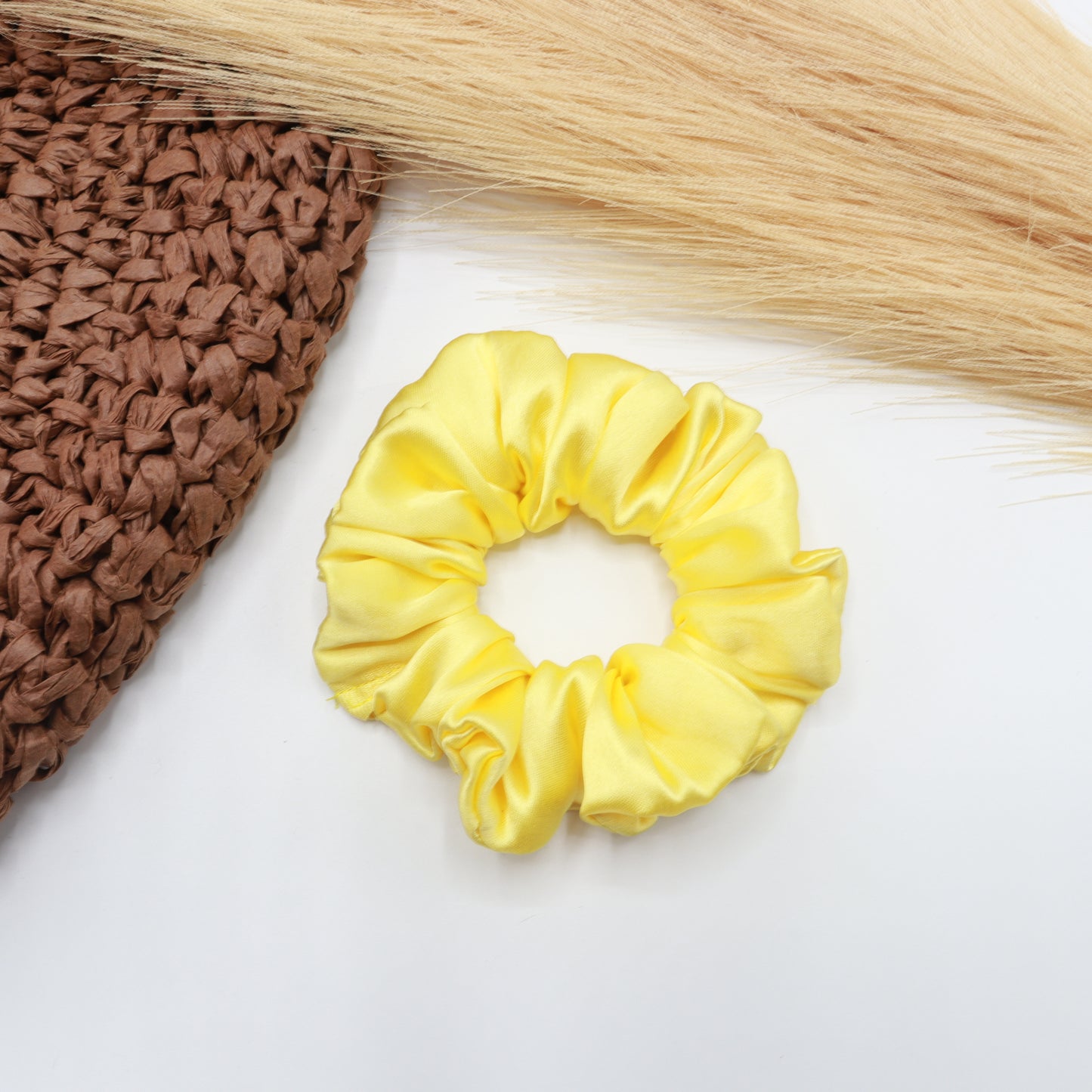 Vora Medium Silk Satin Scrunchie - Red yellow Shade