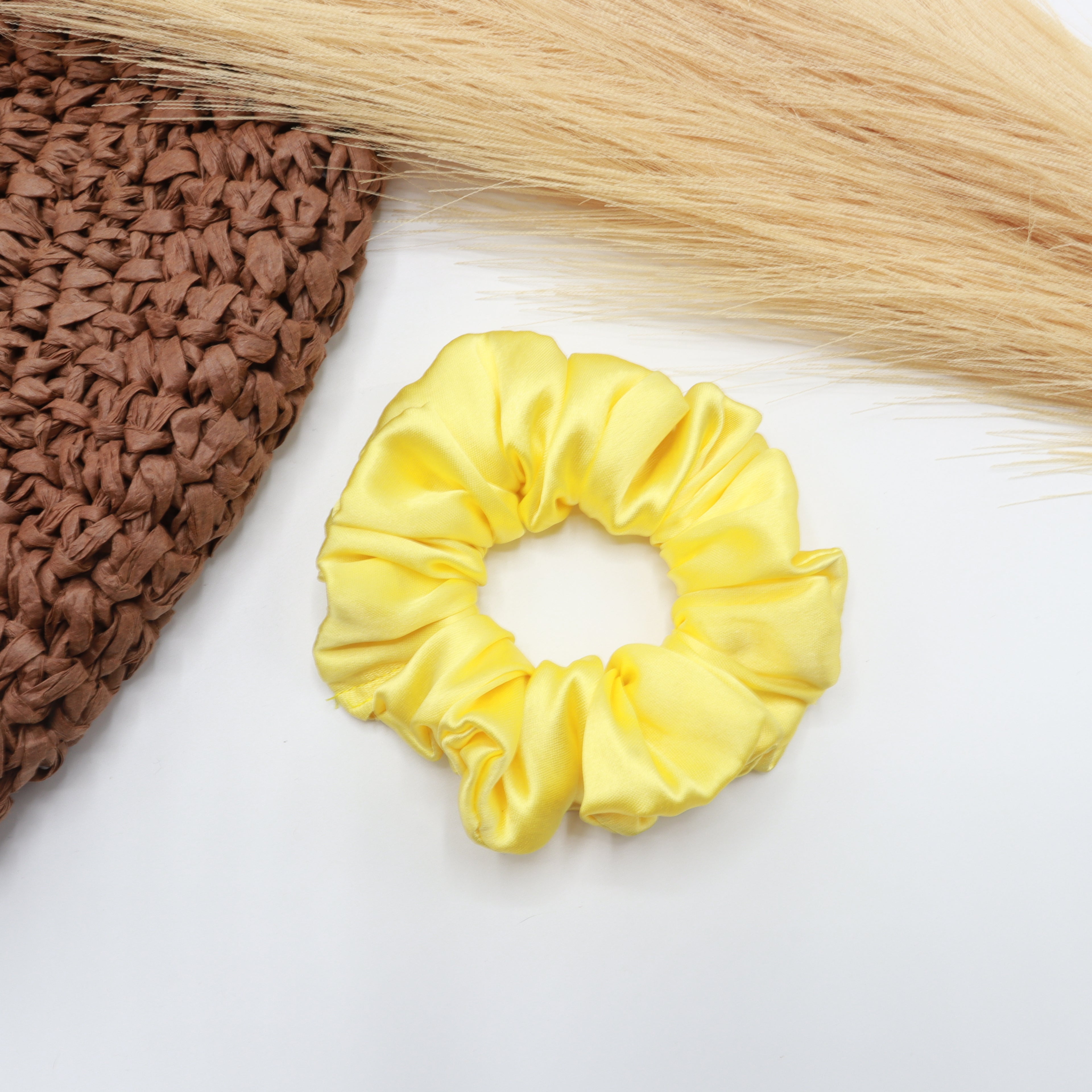 Vora Medium Silk Satin Scrunchie - Red yellow Shade