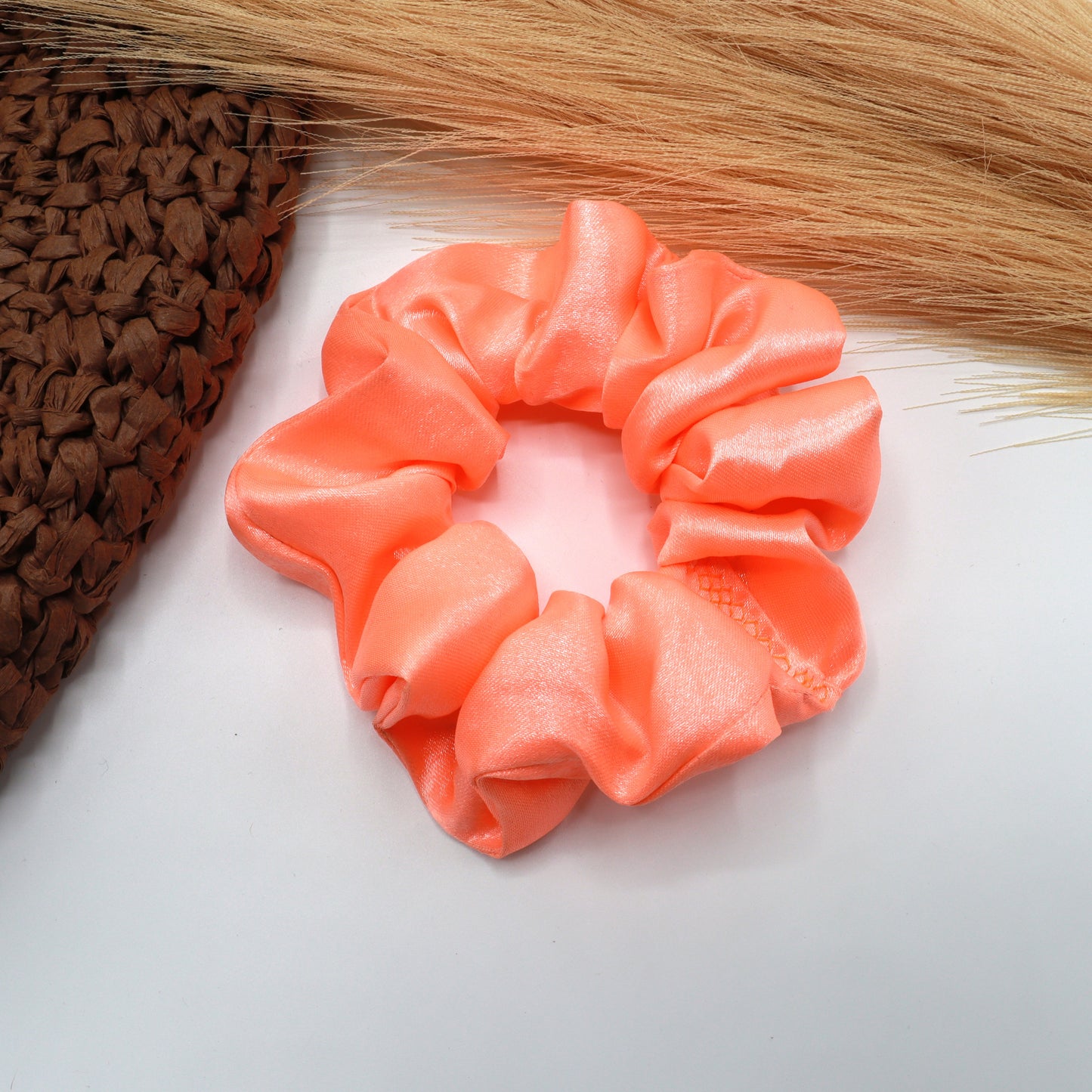 Vora Medium Silk Satin Scrunchie - Red yellow Shade