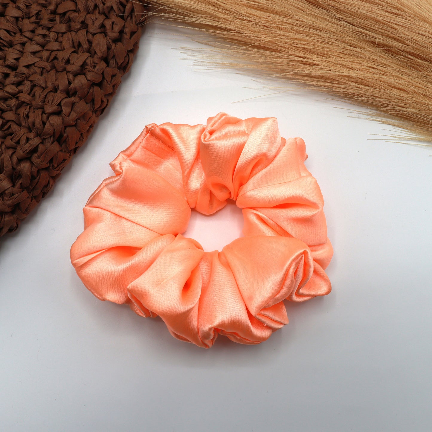 Vora Medium Silk Satin Scrunchie - Red yellow Shade