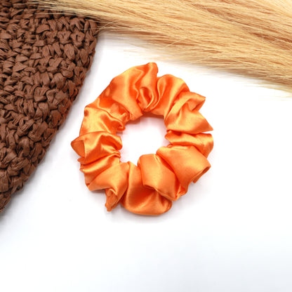 Vora Medium Silk Satin Scrunchie - Red yellow Shade