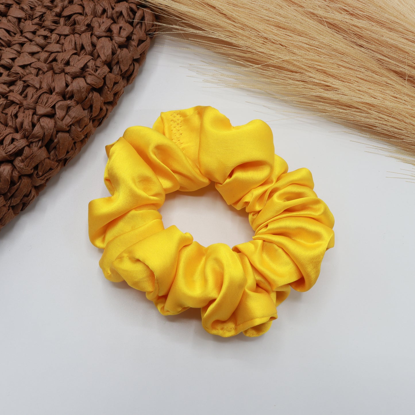 Vora Medium Silk Satin Scrunchie - Red yellow Shade