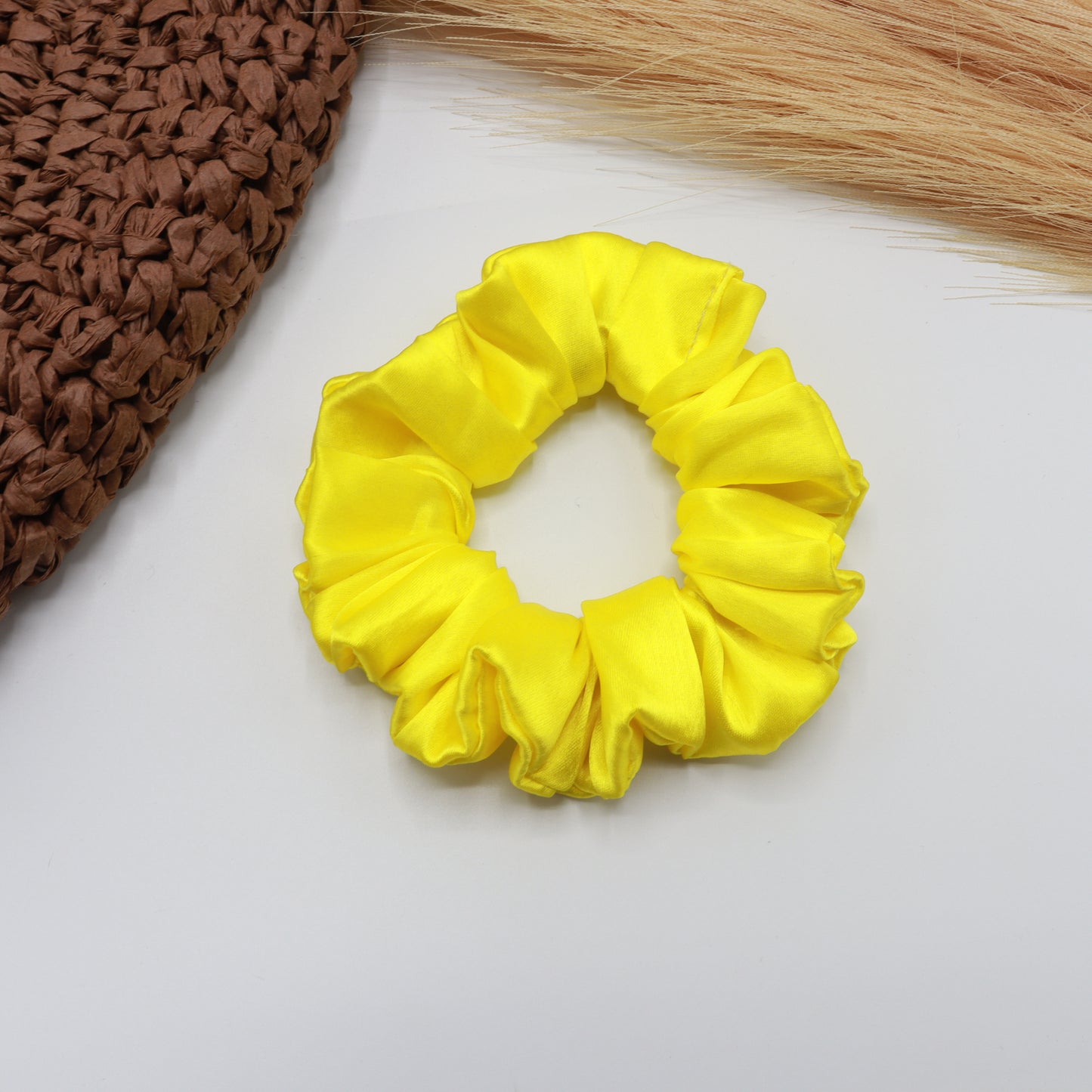 Vora Medium Silk Satin Scrunchie - Red yellow Shade