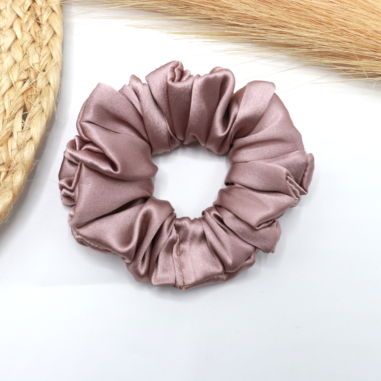 Vora Medium Silk Satin Scrunchie - Black Shade