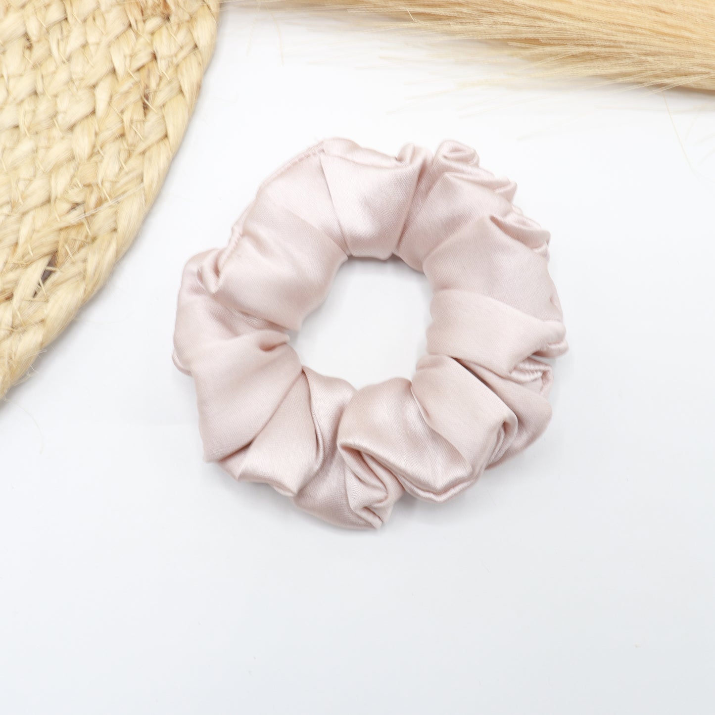 Vora Medium Silk Satin Scrunchie - Black Shade