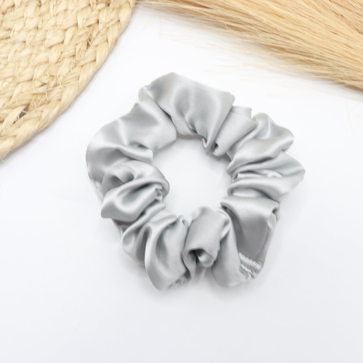 Vora Medium Silk Satin Scrunchie - Black Shade