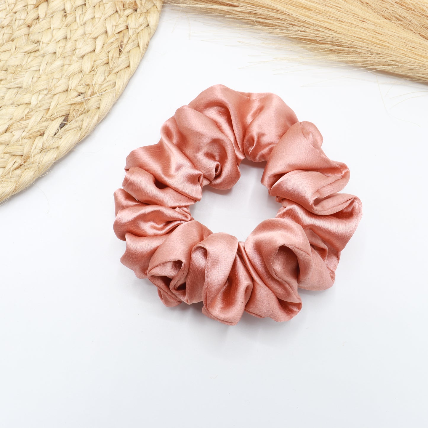 Vora Medium Silk Satin Scrunchie - Black Shade