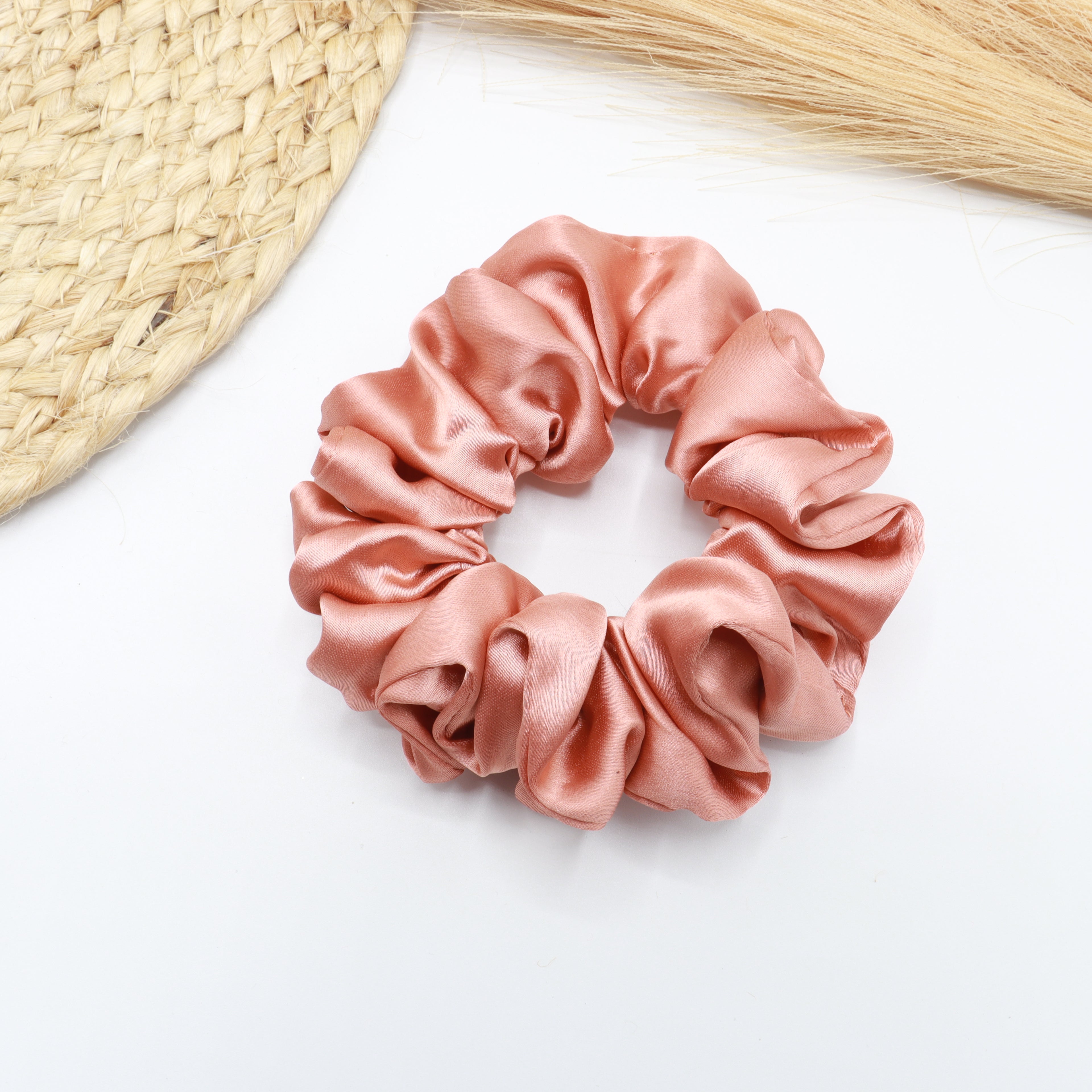 Vora Medium Silk Satin Scrunchie - Black Shade