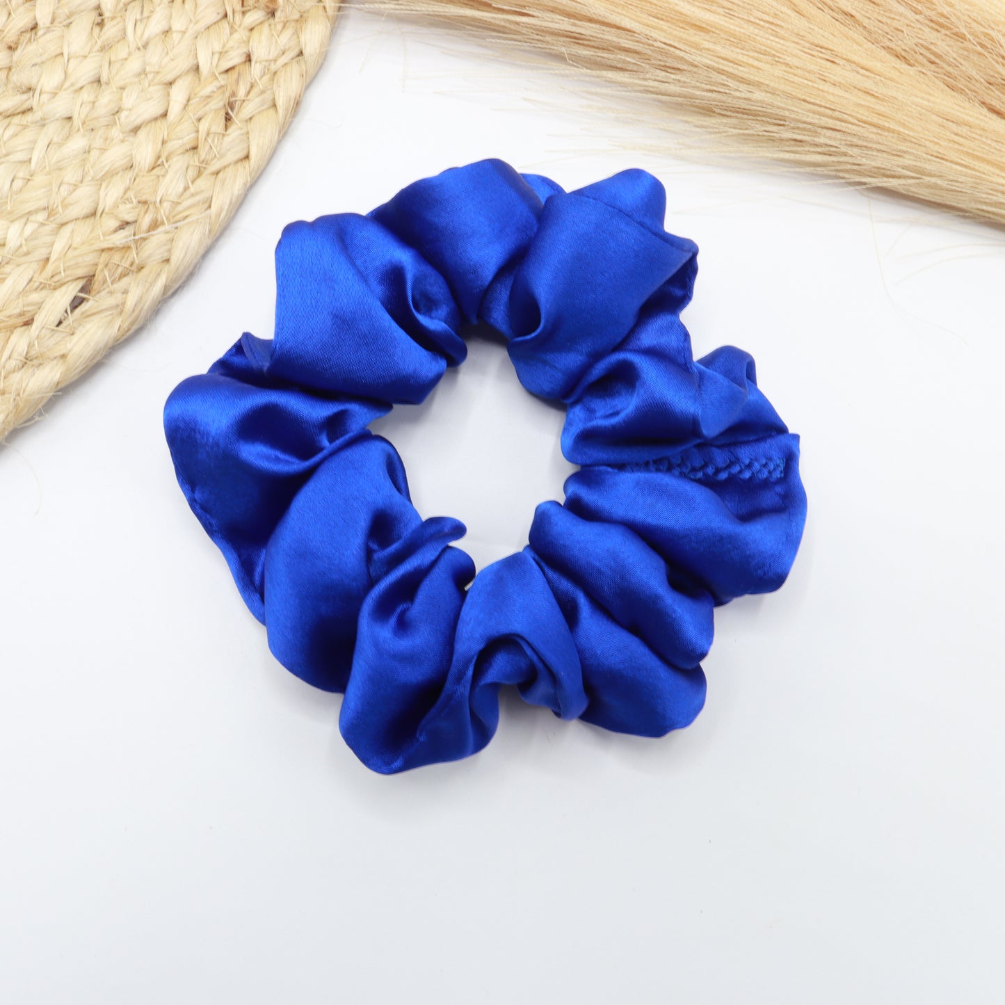 Vora Medium Silk Satin Scrunchie - Blue Shade