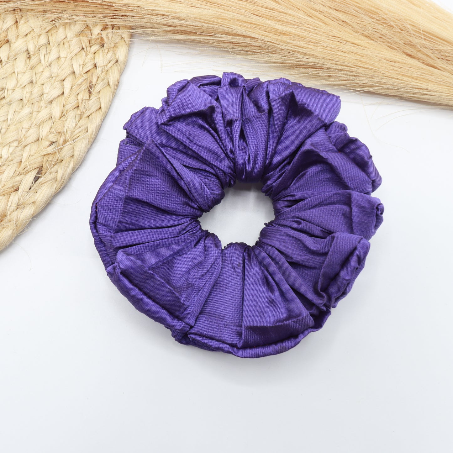 Vora Medium Silk Satin Scrunchie - Blue Shade