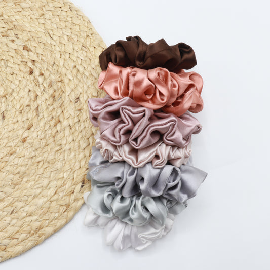 Vora Medium Silk Satin Scrunchie - Black Shade