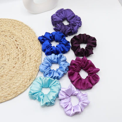Vora Medium Silk Satin Scrunchie - Blue Shade