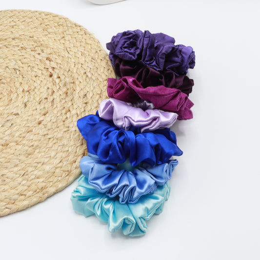 Vora Medium Silk Satin Scrunchie - Blue Shade