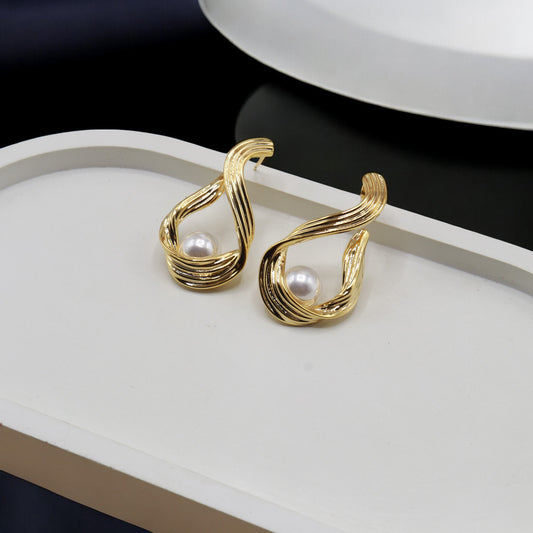 Elegant Party-Wear Drop Earrings Stainless Steel pearl accents
