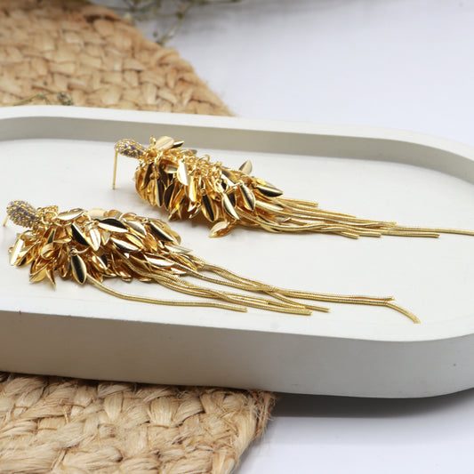 Elegant Party-Wear Drop Earrings Stainless Steel Leaf Earring