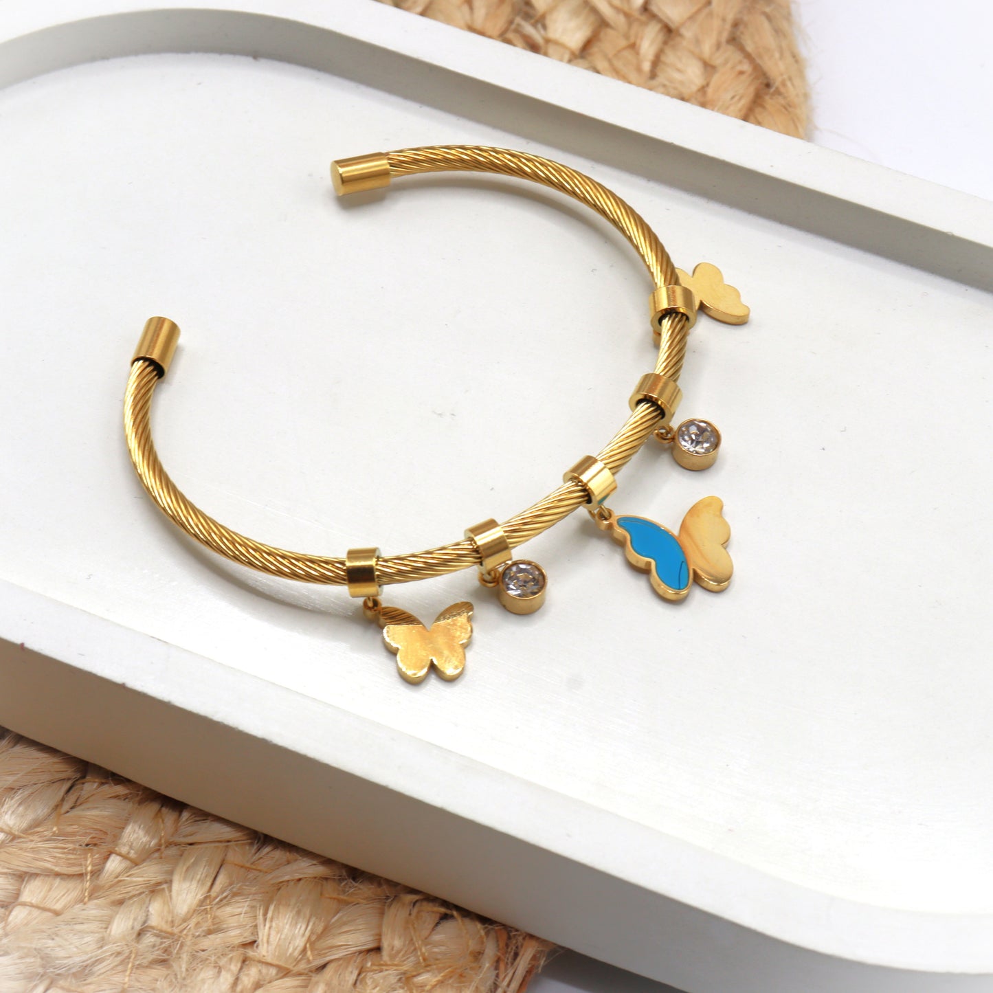 butterfly stainless steel plated gold 18 k never change color waterproof bracelet