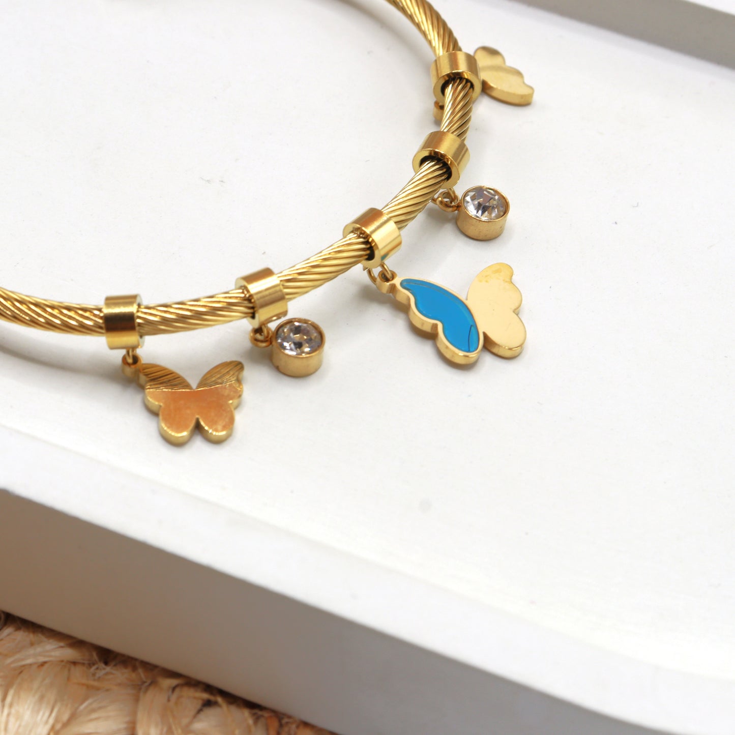 butterfly stainless steel plated gold 18 k never change color waterproof bracelet
