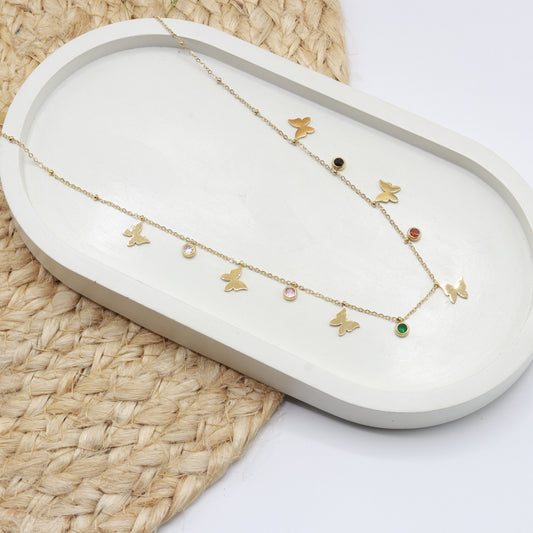 Stainless steel Women Butterfly Pendant with chain Neckless