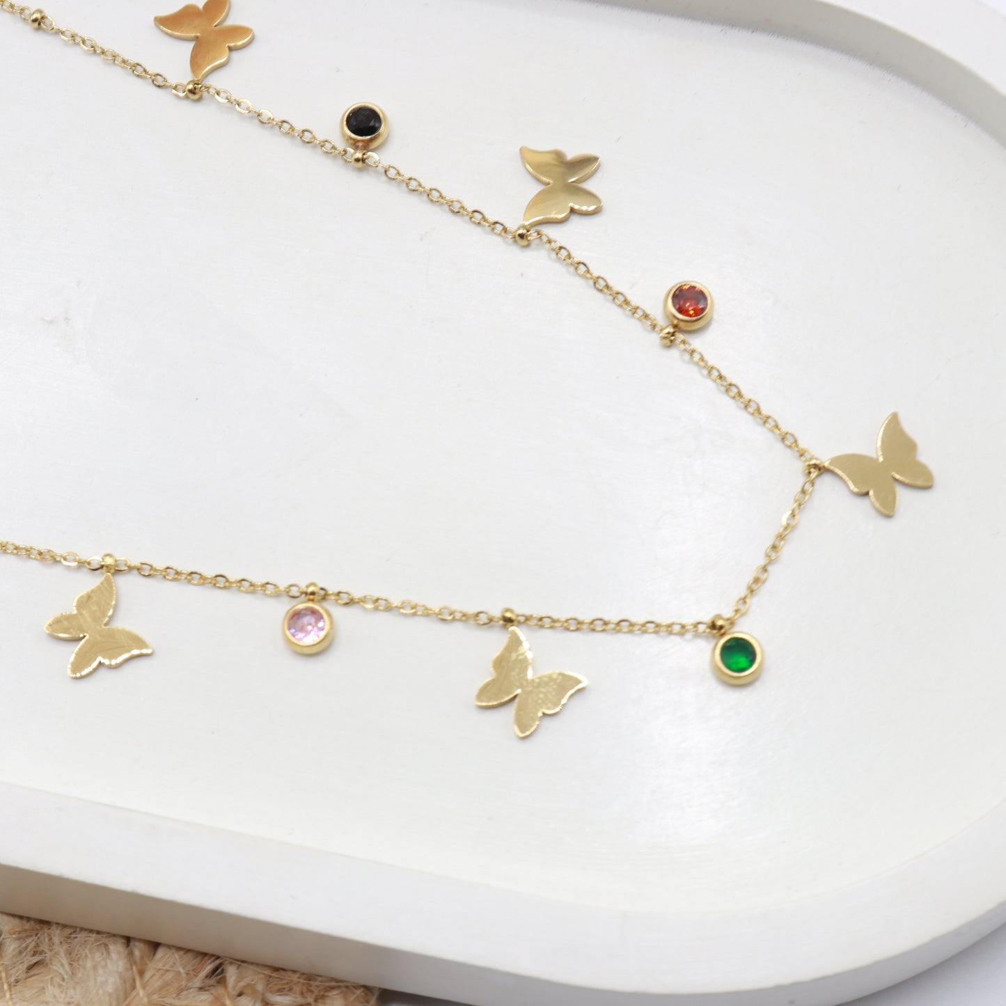Stainless steel Women Butterfly Pendant with chain Neckless