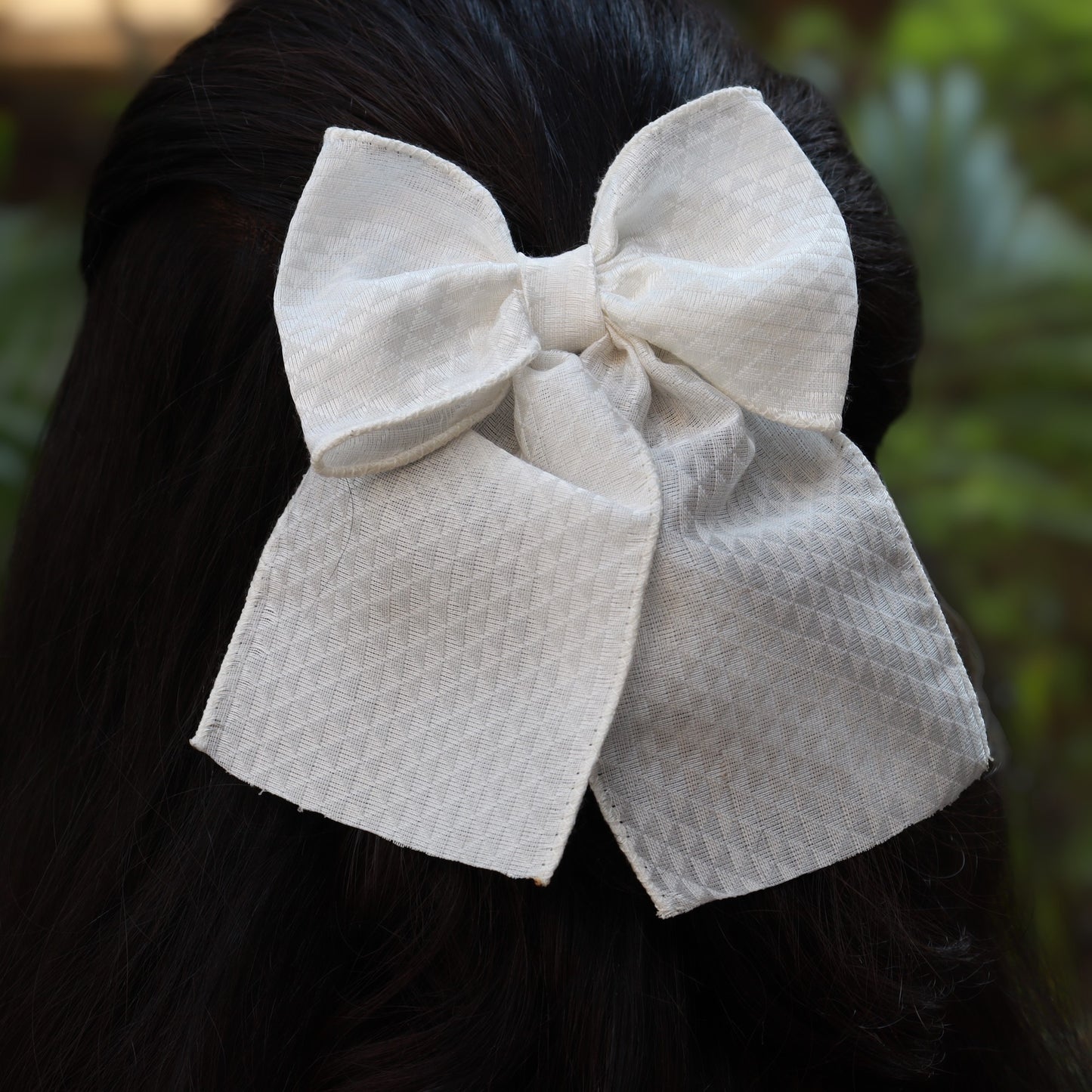 Multi-Functional Handmade KK Cotton & Golden Fabric Bow | Hair Accessory for Women & Girls | Traditional & Western Wear