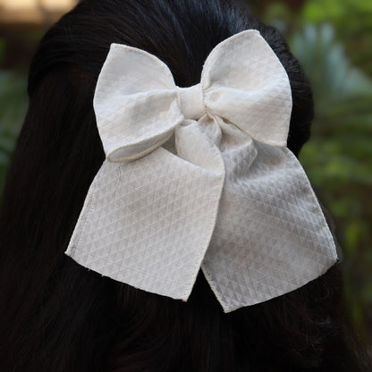 Multi-Functional Handmade KK Cotton & Golden Fabric Bow | Hair Accessory for Women & Girls | Traditional & Western Wear