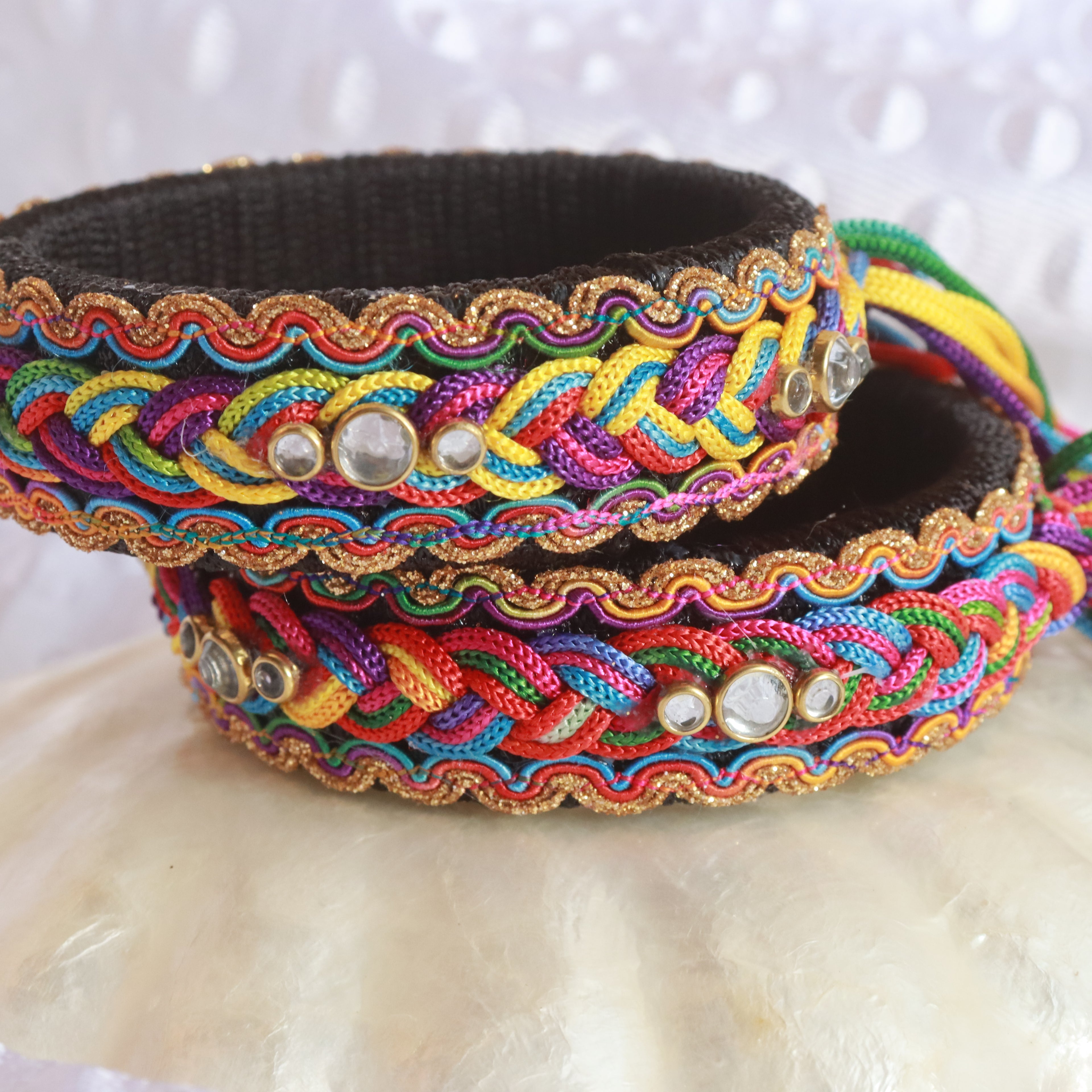 Bangles with hanging shells & pearls