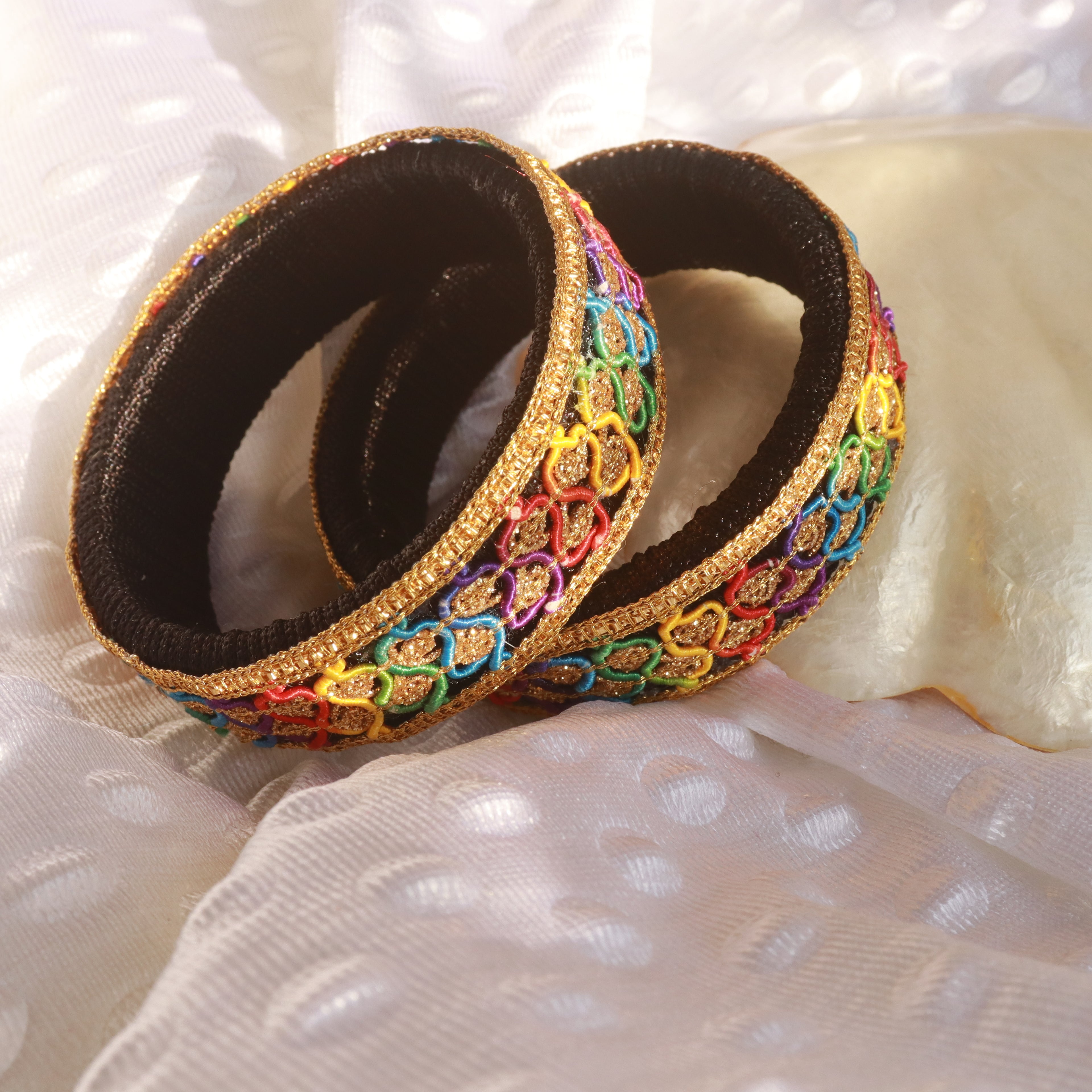 Golden embroidered multicolor bangles