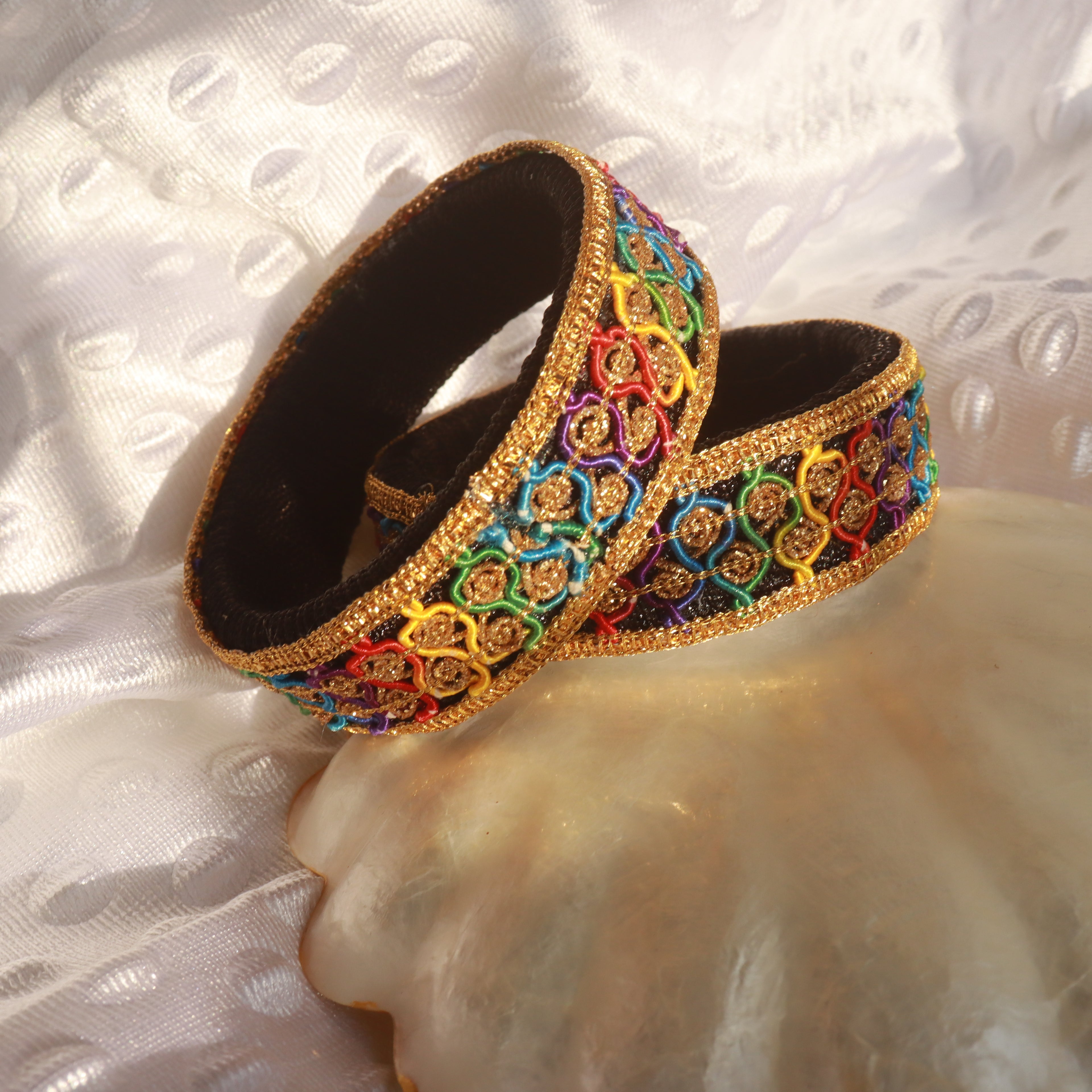 Golden embroidered multicolor bangles